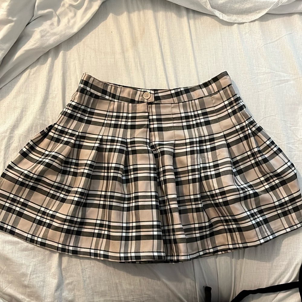 Y2K pleated plaid skirt